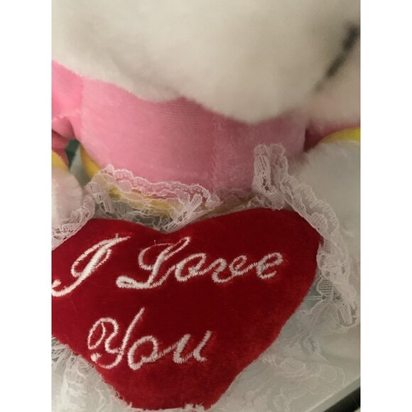 Vintage Blue Mouse Plush Valentine’s Day Love Sweetheart Hearts Grannycore Retro - Picture 7 of 9